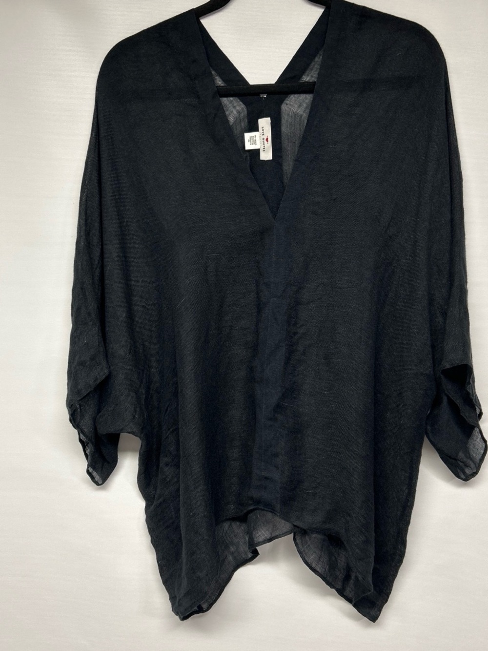 Lightweight Black V-Neck Tunic Top - Relaxed Draped Fit